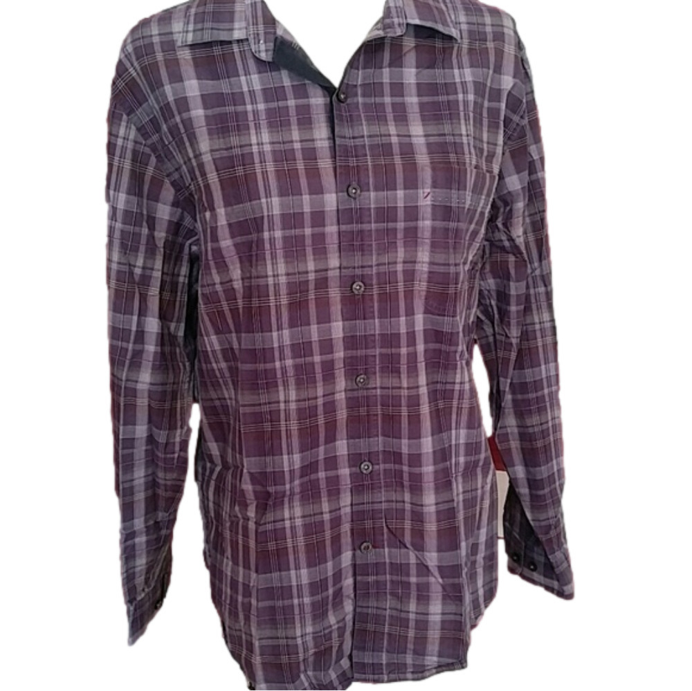 Nat Nast Purple Plaid Button Shirt M